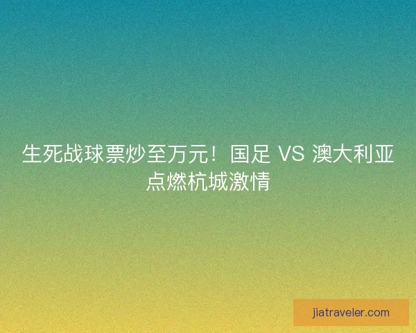 生死战球票炒至万元！国足 VS 澳大利亚点燃杭城激情
