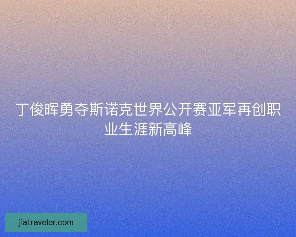 丁俊晖勇夺斯诺克世界公开赛亚军再创职业生涯新高峰