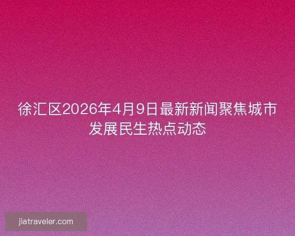 徐汇区2026年4月9日最新新闻聚焦城市发展民生热点动态