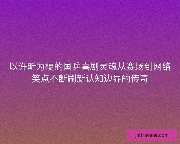 以许昕为梗的国乒喜剧灵魂从赛场到网络笑点不断刷新认知边界的传奇